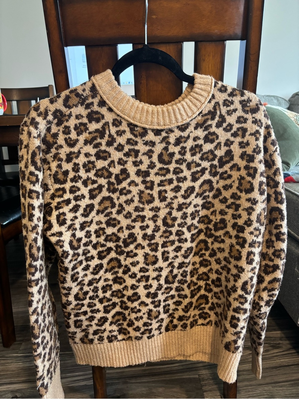 American Eagle Outfitters Leopard Crewneck Sweater - Beige Brown